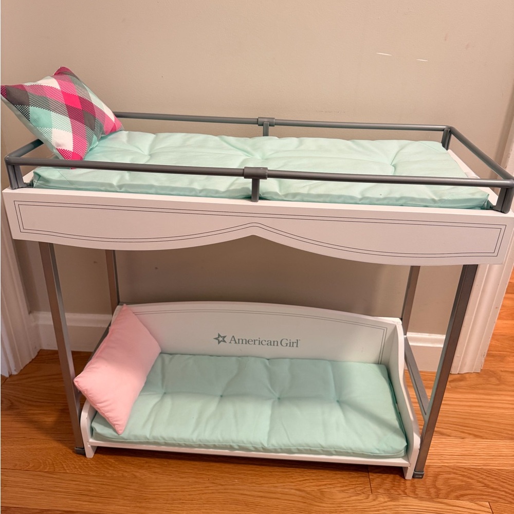 American Girl White and Mint Bunk Bed Set